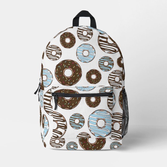 Sac À Dos Imprimé Motif De Donuts, Donuts Bleus, Donuts Brown (Recto)