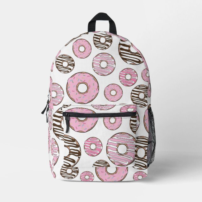 Sac À Dos Imprimé Motif De Donuts, Donuts Roses, Donuts Blancs (Recto)