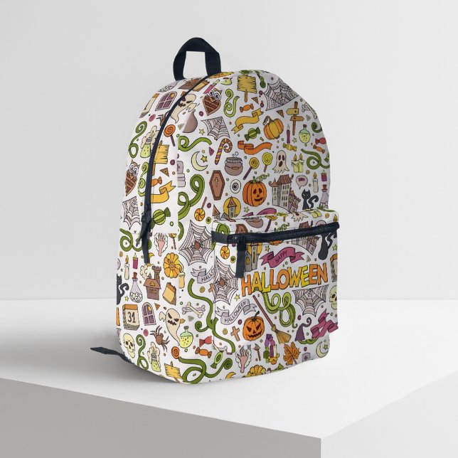 Sac À Dos Imprimé Motif de doodle Halloween mignon (Créateur téléchargé)