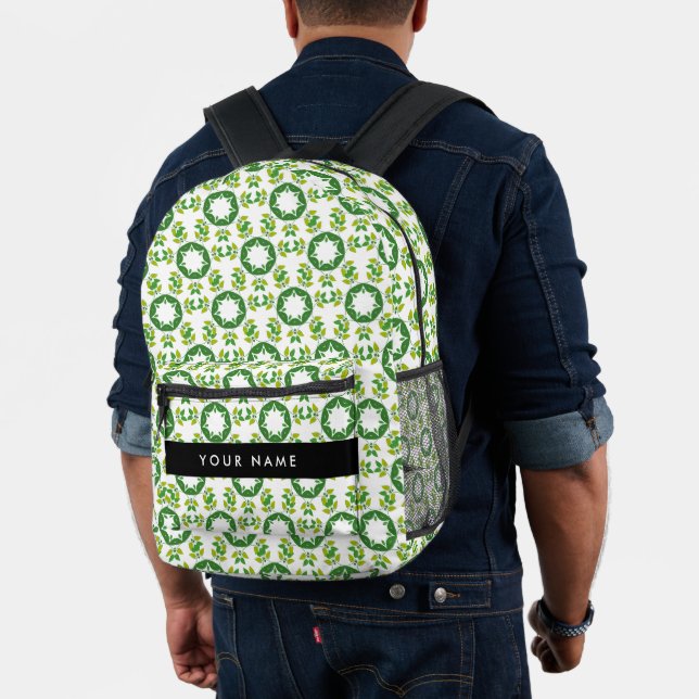 Sac À Dos Imprimé Motif de feuille, feuilles vertes, Votre Nom (Insitu (Modèle))