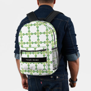 Sac À Dos Imprimé Motif de feuille, feuilles vertes, votre nom