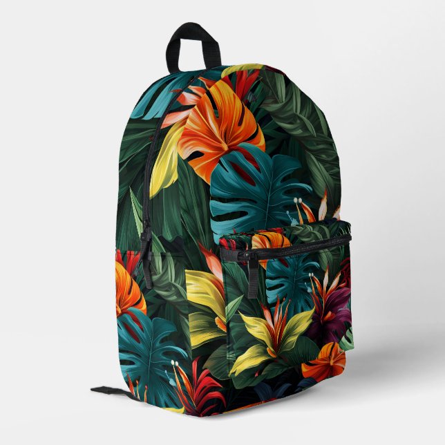 Sac À Dos Imprimé motif de feuilles tropicales colorées (Coin arrière gauche)