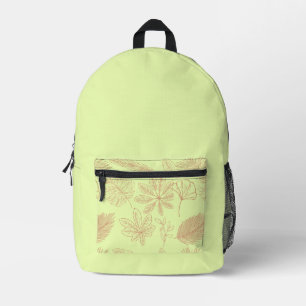 Sac À Dos Imprimé Motif de feuilles vert pastel et beige 
