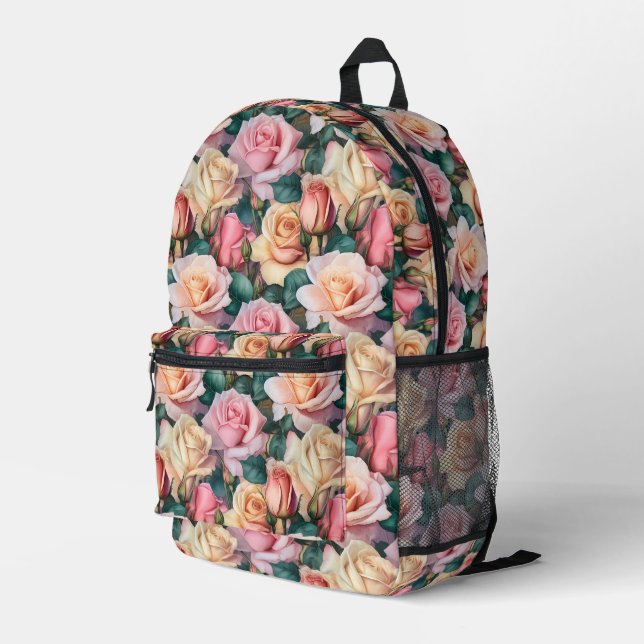 Sac À Dos Imprimé Motif de fleurs Roses rose (Coin arrière droit)