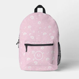 Sac À Dos Imprimé Motif de fleurs sauvages rose et blanc atténué