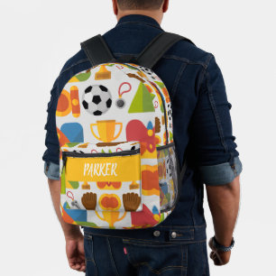 Sac À Dos Imprimé Motif de football de soccer de nom personnalisé mo