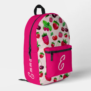 Sac À Dos Imprimé Motif de fraise mignon avec nom personnalisé