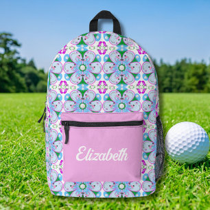 Sac À Dos Imprimé Motif de golf féminin rose floral personnalisé