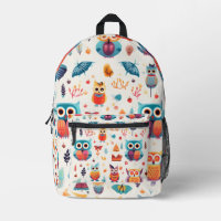 Sac à dos imprimé motif de hibou coloré