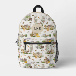 Sac À Dos Imprimé Motif de jardin et d'animaux 3 lettres Monogramme