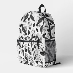 Sac À Dos Imprimé Motif de la feuille de bascule noire et blanche