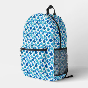 Sac À Dos Imprimé Motif de l'échelle d'aquarelle bleue