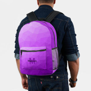 Sac À Dos Imprimé Motif de maille géométrique à dégradé violet Monog