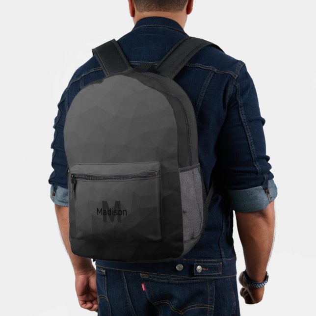 Sac À Dos Imprimé Motif de maille géométrique gris foncé Monogramme (Insitu (Modèle))