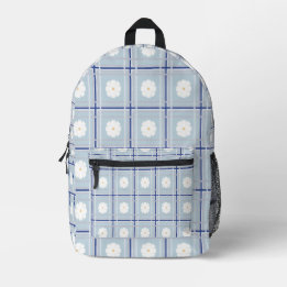 Sac À Dos Imprimé Motif de marguerite à carreaux bleus