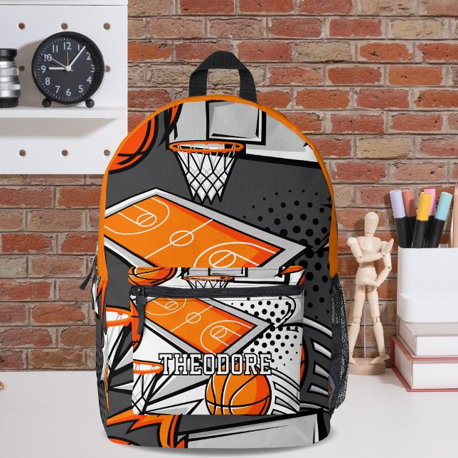 Sac À Dos Imprimé Motif de monogramme d'articles de basket-ball de d (Créateur téléchargé)
