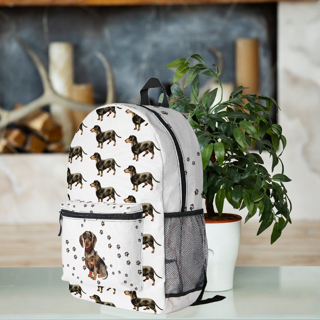 Sac À Dos Imprimé Motif de monogramme de chien teckel à l'aquarelle  (Créateur téléchargé)