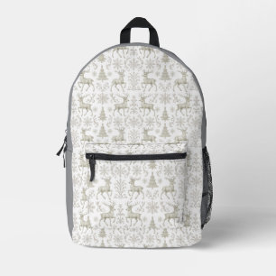 Sac À Dos Imprimé Motif de Noël rustique moderne argent/blanc
