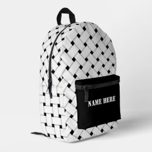 Sac À Dos Imprimé Motif de panier personnalisé, noir et blanc