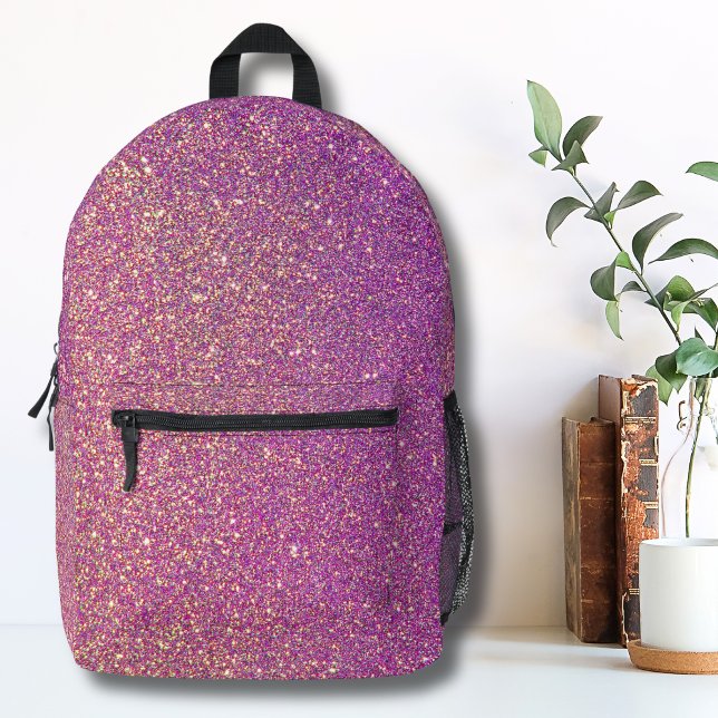 Sac À Dos Imprimé Motif de Parties scintillant rose fille (Trendy Girly Gradient Ombre Purple Pink Glitter Printed Backpack)