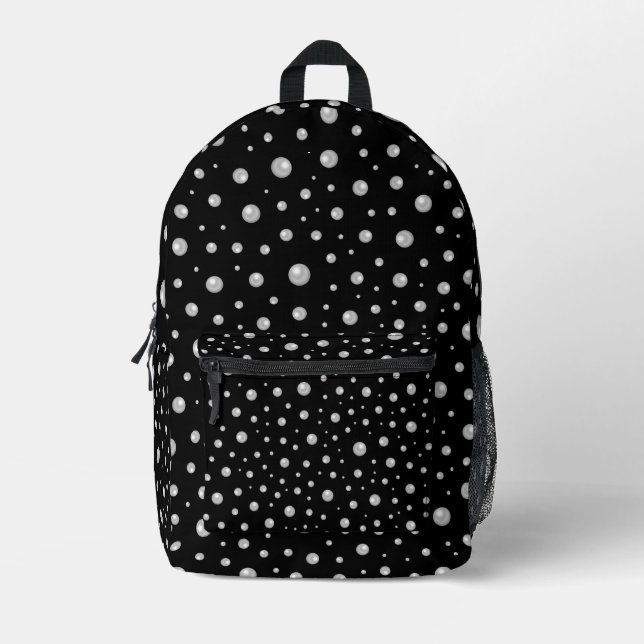 Sac À Dos Imprimé Motif de perle sur fond noir (Recto)