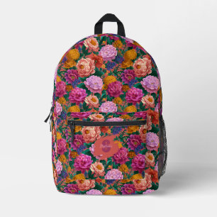 Sac À Dos Imprimé Motif de pivoine colorée vintage