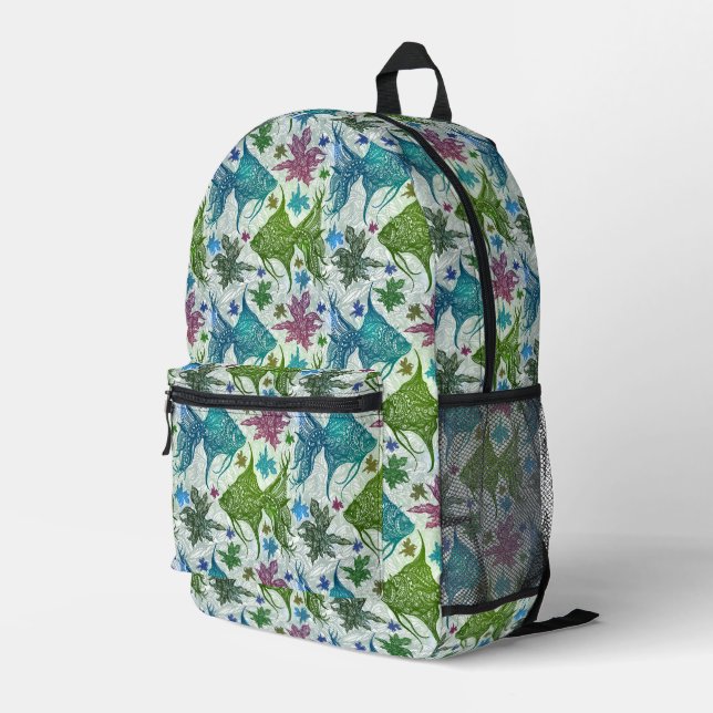 Sac À Dos Imprimé Motif de poisson vintage (Coin arrière droit)