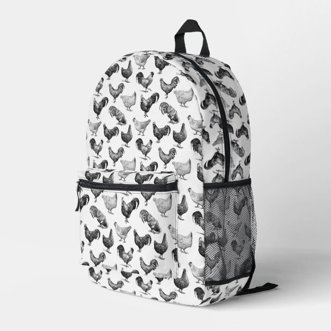 Sac À Dos Imprimé Motif de poulet de la ferme Retro Country (Coin arrière droit)