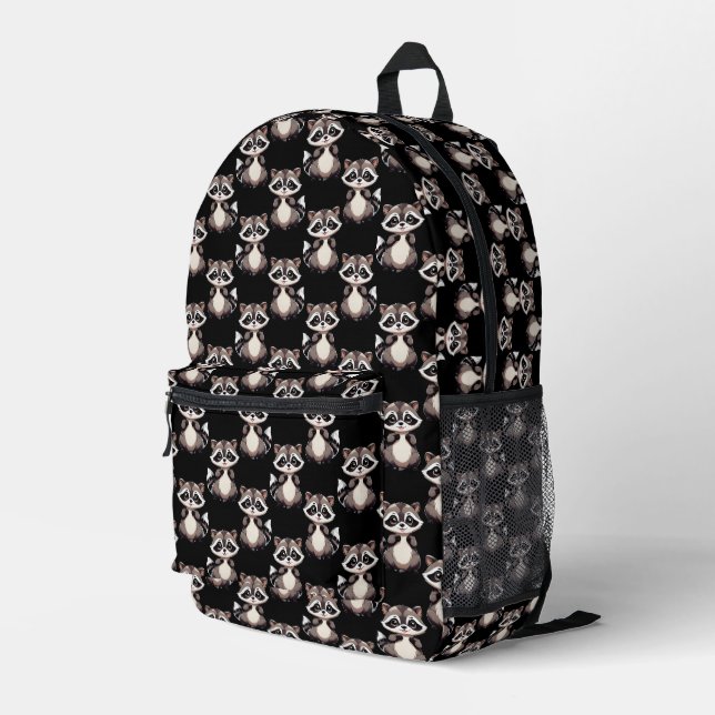 Sac À Dos Imprimé Motif de Raton Laveur Noir  (Coin arrière droit)