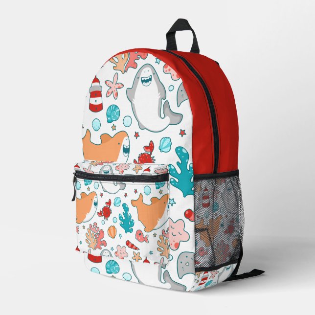 Sac À Dos Imprimé Motif de requin mou (Coin arrière droit)
