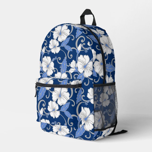 SAC À DOS IMPRIMÉ MOTIF DE RÊVE POLYNÉSIEN EN BLEU (Coin arrière droit)