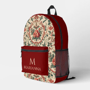 Sac À Dos Imprimé Motif de rose et d'oiseau vintage Art nouveau roma