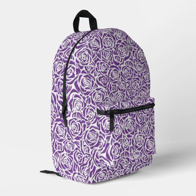 Sac À Dos Imprimé Motif de rose violette douce (Coin arrière gauche)