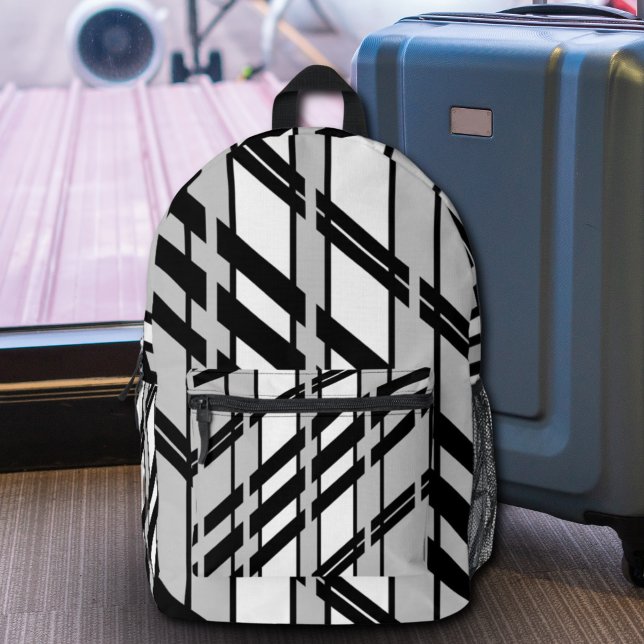 Sac À Dos Imprimé Motif de skyline abstrait noir et blanc moderne (Créateur téléchargé)