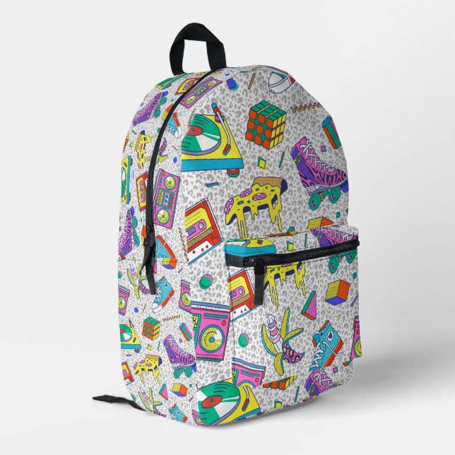 Sac À Dos Imprimé Motif de soirée skate rétro 90 (Coin arrière gauche)