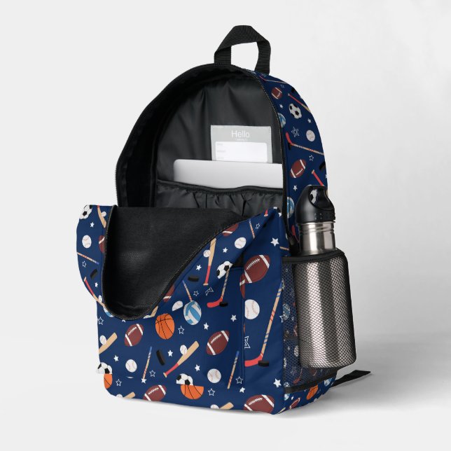 Sac À Dos Imprimé Motif de sport de baseball  (Coin arrière droit (ouvert))
