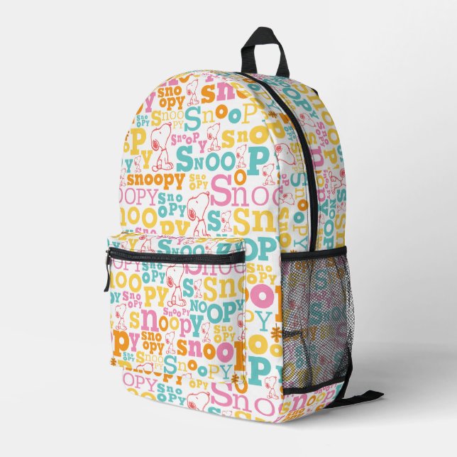Sac À Dos Imprimé Motif de texte Snoopy Pastel (Coin arrière droit)