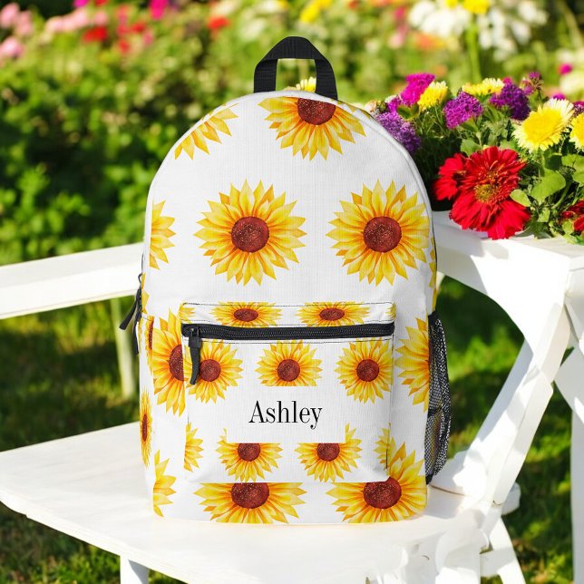 Sac À Dos Imprimé Motif de tournesol blanc jaune (Créateur téléchargé)