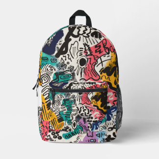 Sac À Dos Imprimé Motif de visages de dessin animé surréaliste color
