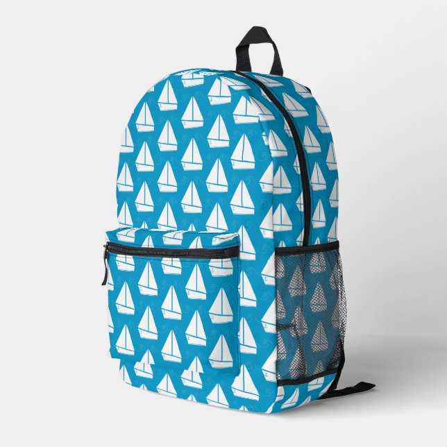 Sac À Dos Imprimé Motif de voilier bleu clair (Coin arrière droit)