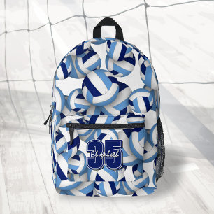 Sac À Dos Imprimé Motif de volley-ball blanc bleu w nom du joueur