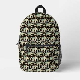 Sac À Dos Imprimé Motif d'éléphants indiens colorés