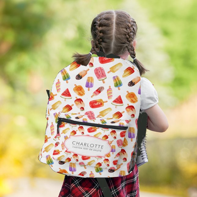 Sac À Dos Imprimé Motif d'été personnalisé Watercolor (Personalized Watercolor Summer Popsicle Pattern Printed Backpack)