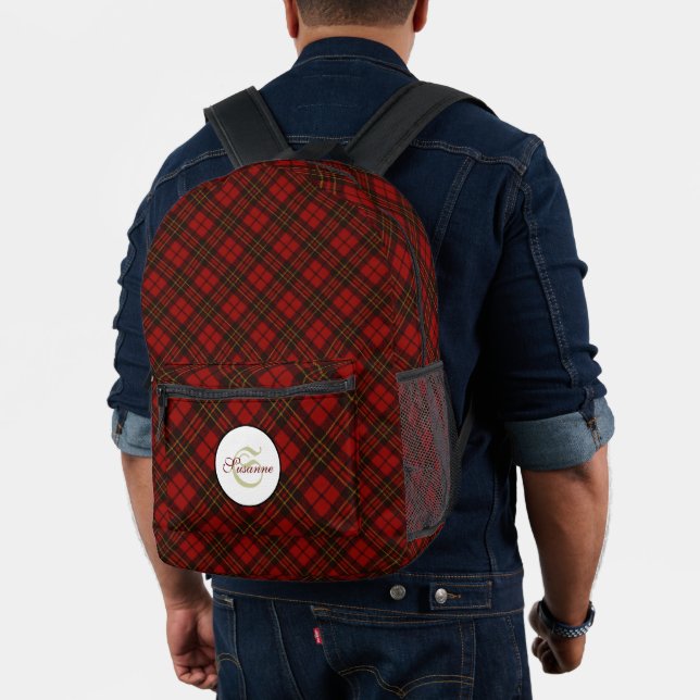 Sac À Dos Imprimé Motif d'hiver tartan rouge Monogramme (Insitu (Modèle))