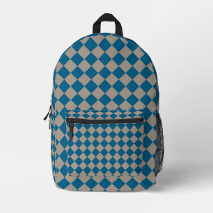 Sac À Dos Imprimé Motif diamant à carreaux bleu gris