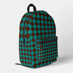 Sac À Dos Imprimé Motif diamant à carreaux marron chocolat sarcelle