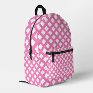 Sac À Dos Imprimé Motif diamant damier rose blanc