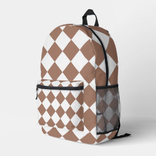 Sac À Dos Imprimé Motif diamant en mousse blanche et moka