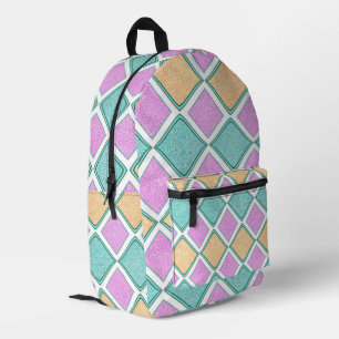 Sac À Dos Imprimé Motif diamant prisme Harlequin pastel