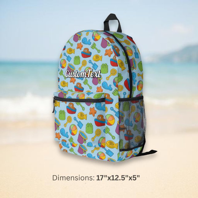 Sac À Dos Imprimé Motif d'icônes de jouets de plage (Créateur téléchargé)